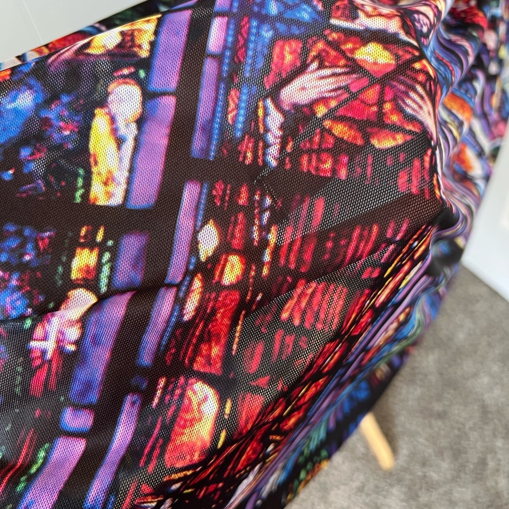 Blackmilk Stained-Glass Print Mini Dress in Black, Blue, Red - Picture 3 of 8